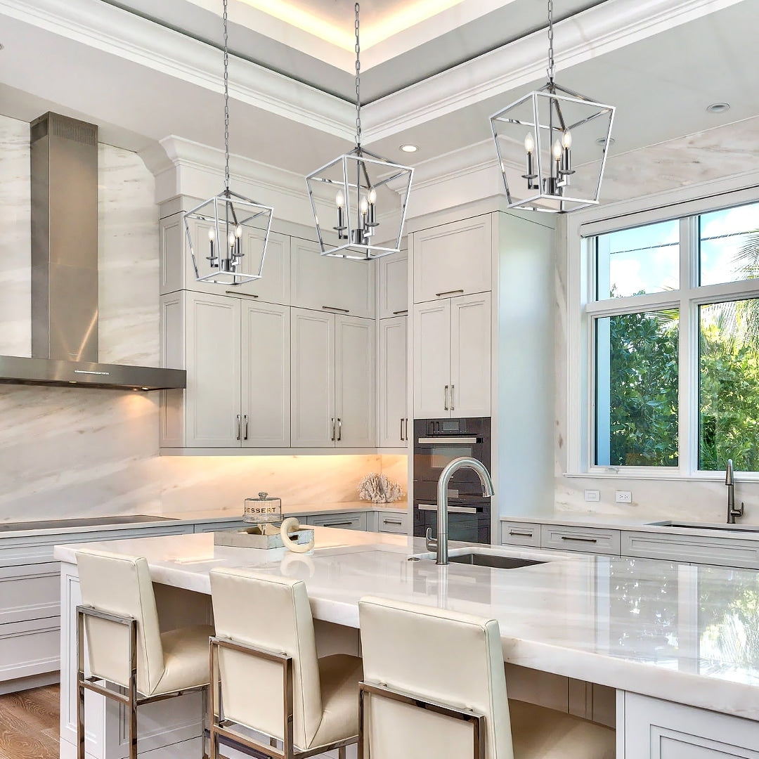 Suspension Lanterne Style Bougie pour Escalier ou Îlot de Cuisine, Lustre à Cage Ouverte - N/A