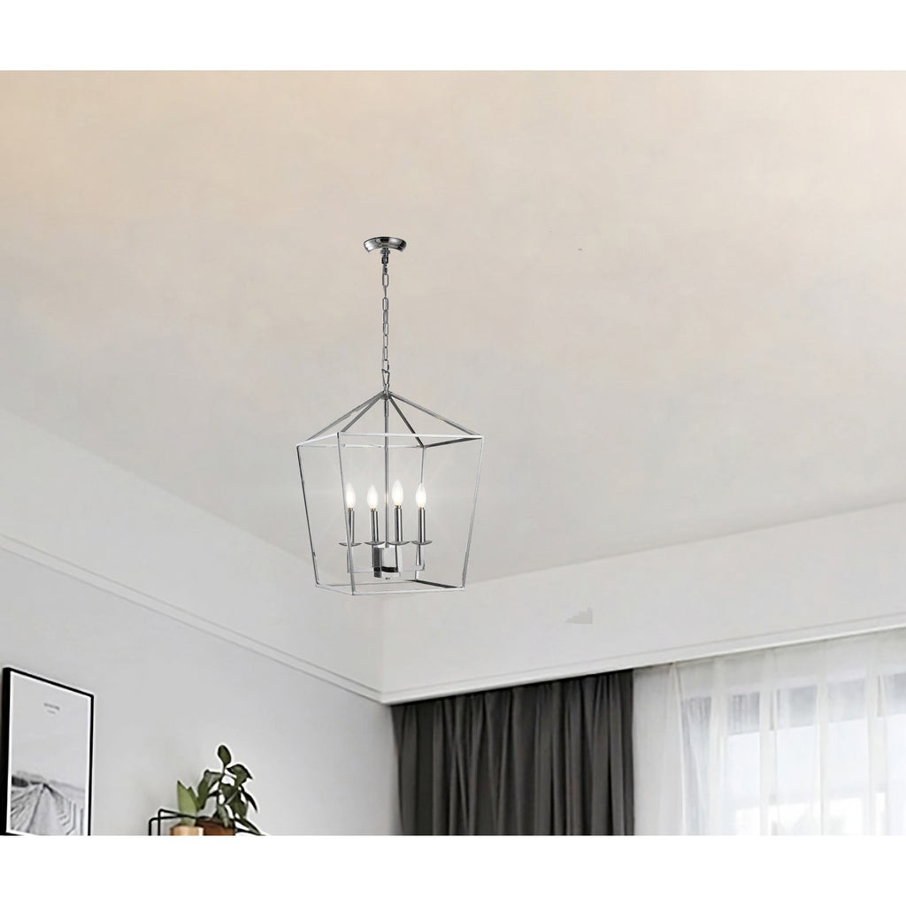 Suspension Lanterne Style Bougie pour Escalier ou Îlot de Cuisine, Lustre à Cage Ouverte - N/A