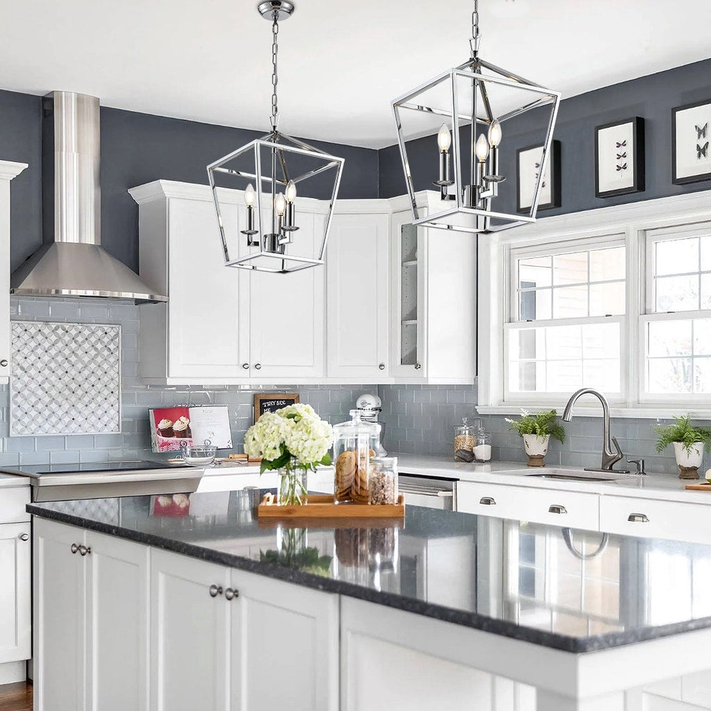 Suspension Lanterne Style Bougie pour Escalier ou Îlot de Cuisine, Lustre à Cage Ouverte - N/A