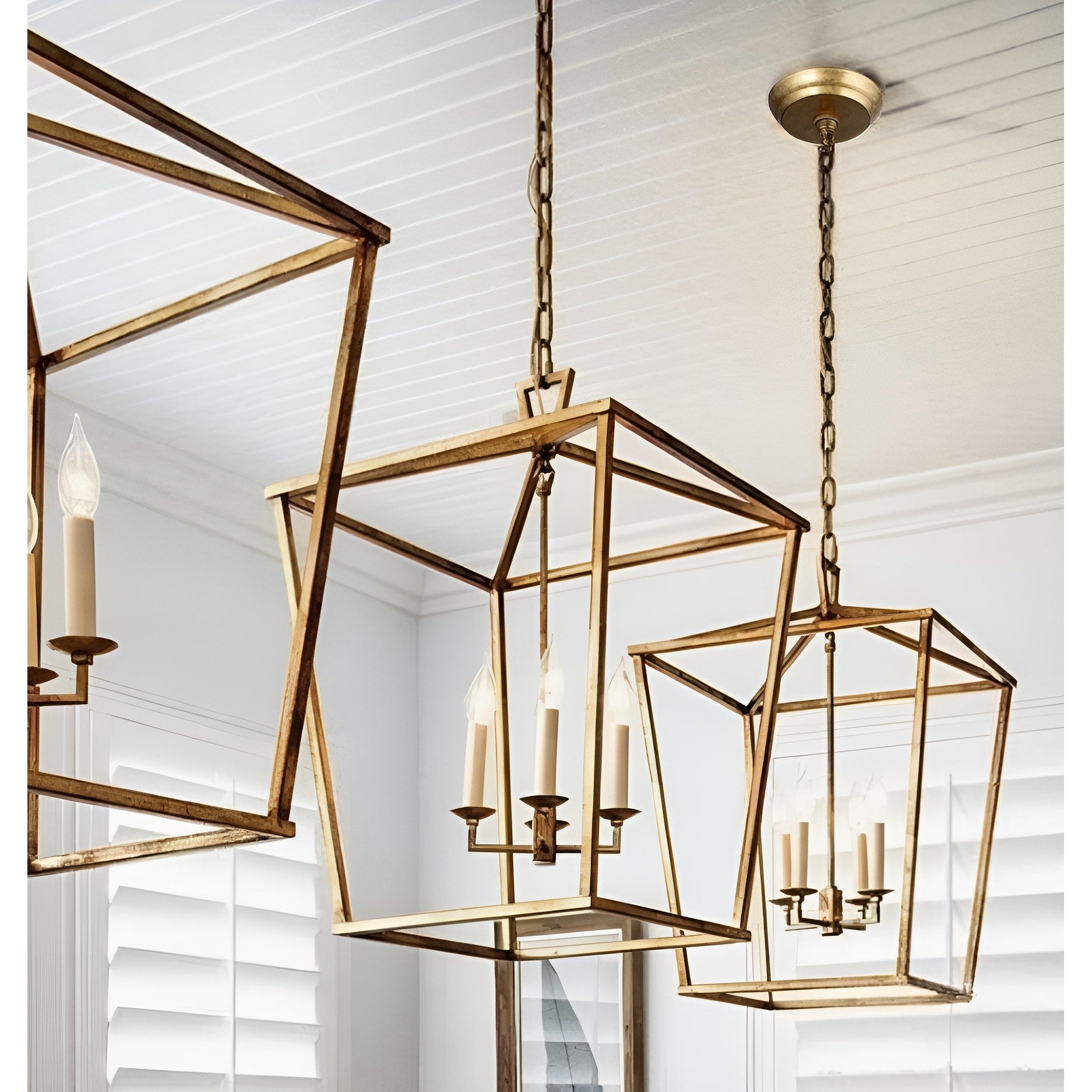 Suspension Lanterne Style Bougie pour Escalier ou Îlot de Cuisine, Lustre à Cage Ouverte - N/A