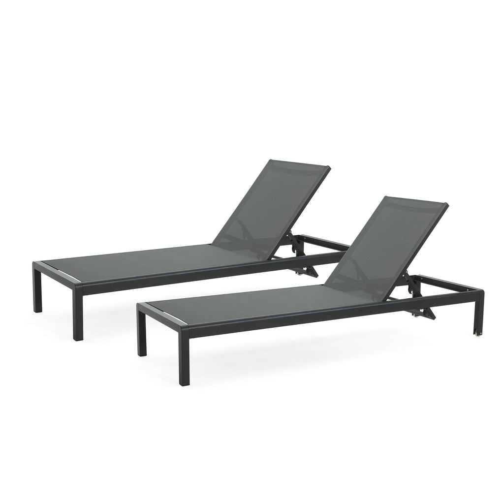 Chaise longue d'extérieur en aluminium Cape Coral (lot de 2) par Christopher Knight Home - 77,56 L x 25,20 l x 11,80 h (cm)