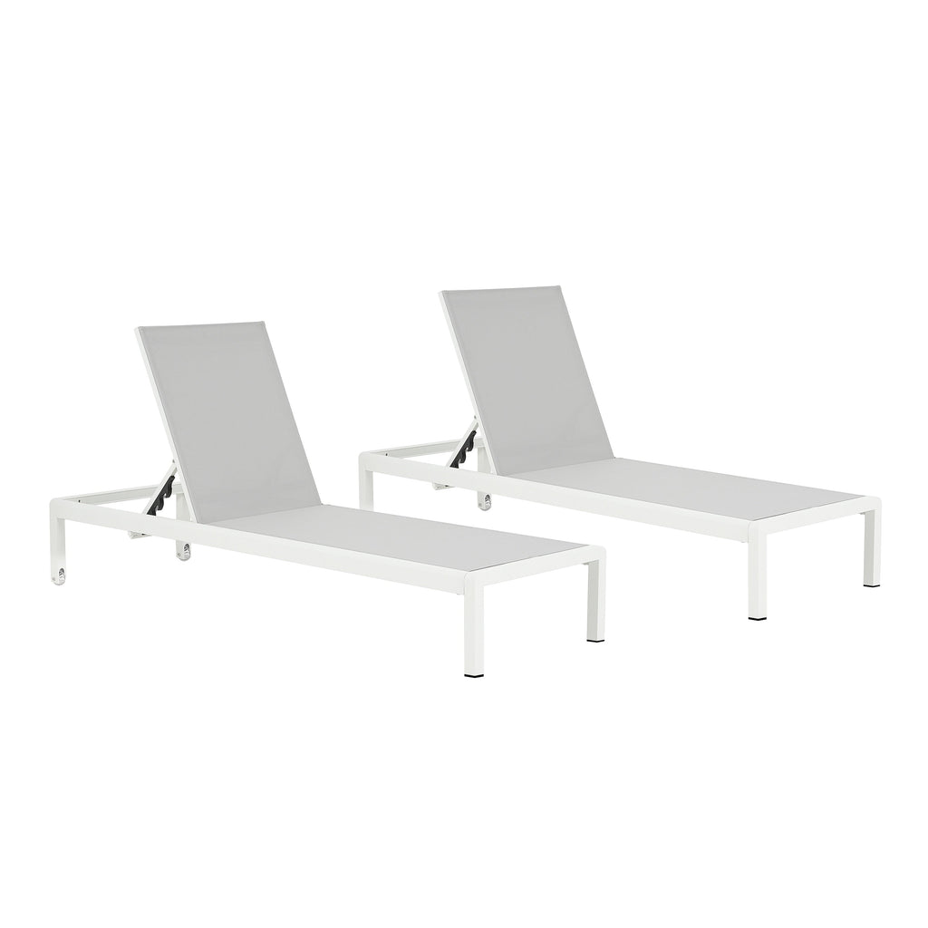 Chaise longue d'extérieur en aluminium Cape Coral (lot de 2) par Christopher Knight Home - 77,56 L x 25,20 l x 11,80 h (cm)