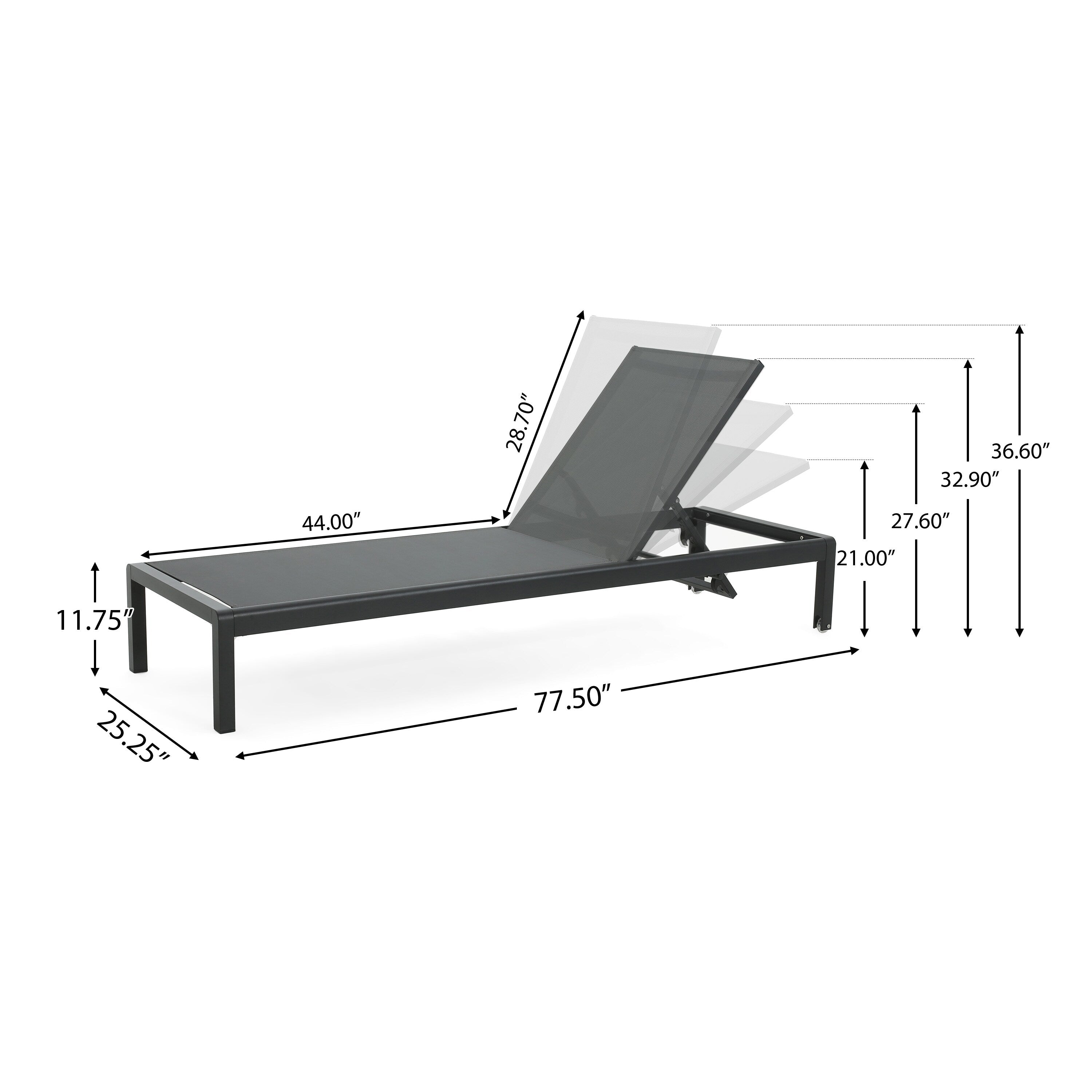 Chaise longue d'extérieur en aluminium Cape Coral (lot de 2) par Christopher Knight Home - 77,56 L x 25,20 l x 11,80 h (cm)