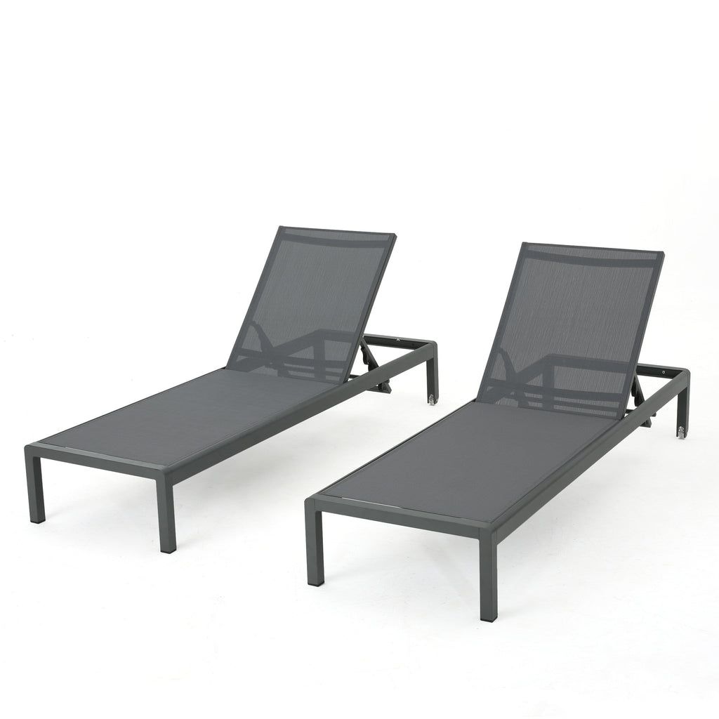 Chaise longue d'extérieur en aluminium Cape Coral (lot de 2) par Christopher Knight Home - 77,56 L x 25,20 l x 11,80 h (cm)