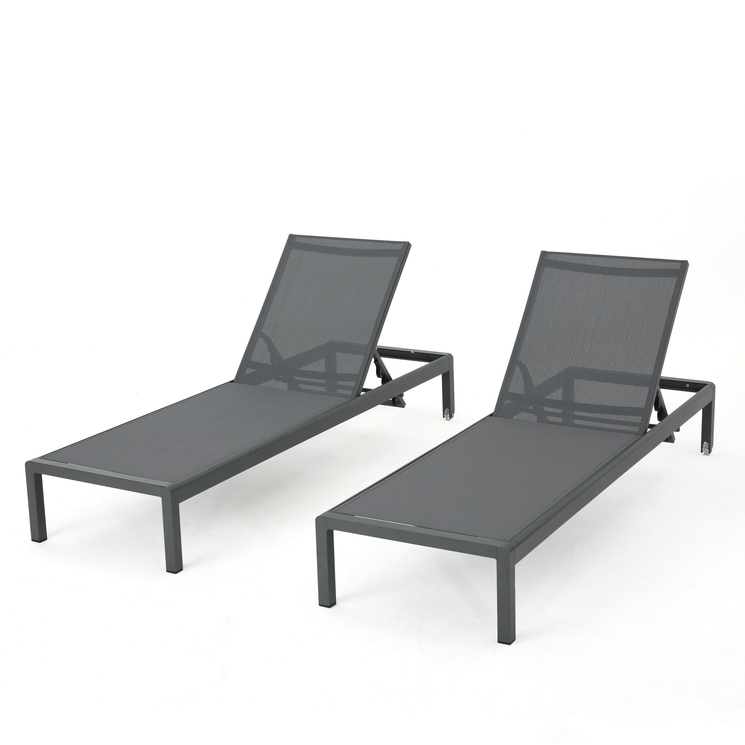 Chaise longue d'extérieur en aluminium Cape Coral (lot de 2) par Christopher Knight Home - 77,56 L x 25,20 l x 11,80 h (cm)