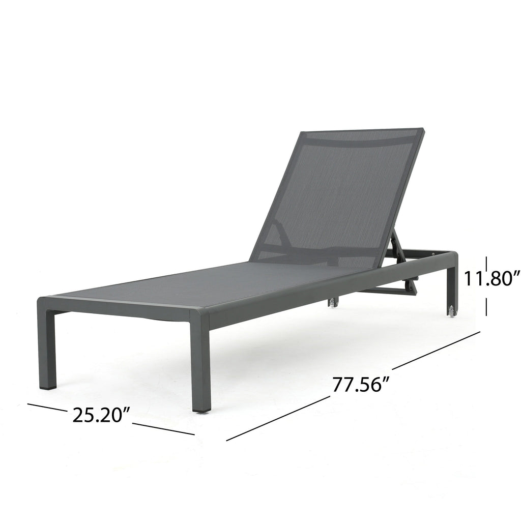 Chaise longue d'extérieur en aluminium Cape Coral (lot de 2) par Christopher Knight Home - 77,56 L x 25,20 l x 11,80 h (cm)