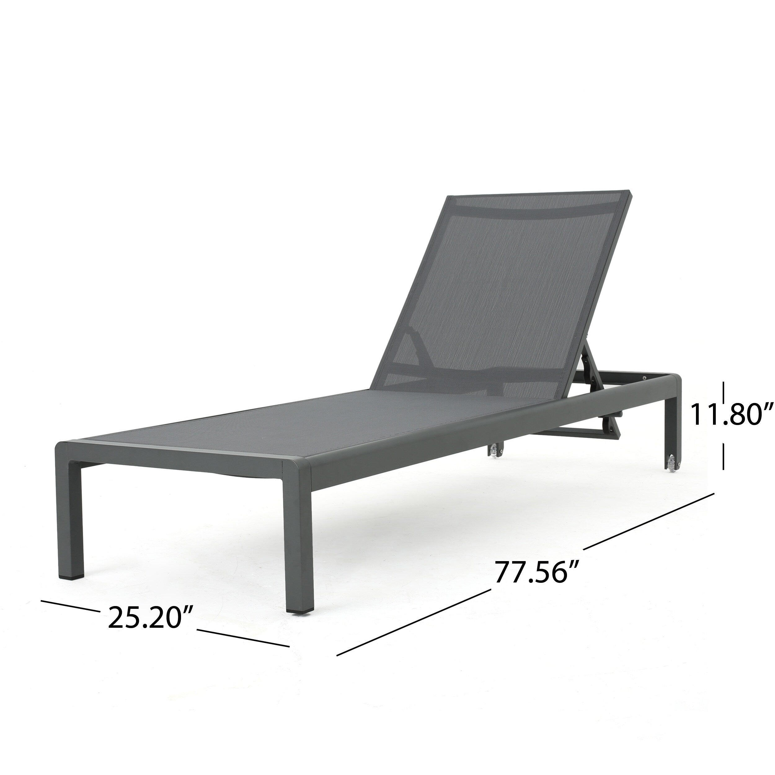 Chaise longue d'extérieur en aluminium Cape Coral (lot de 2) par Christopher Knight Home - 77,56 L x 25,20 l x 11,80 h (cm)