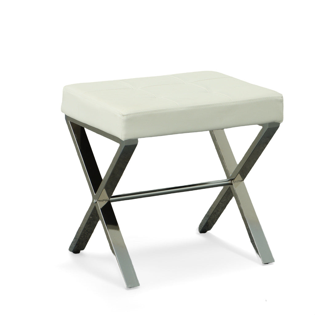 Banc de coiffeuse Elisabetta de Carolina Living - Blanc/Chrome