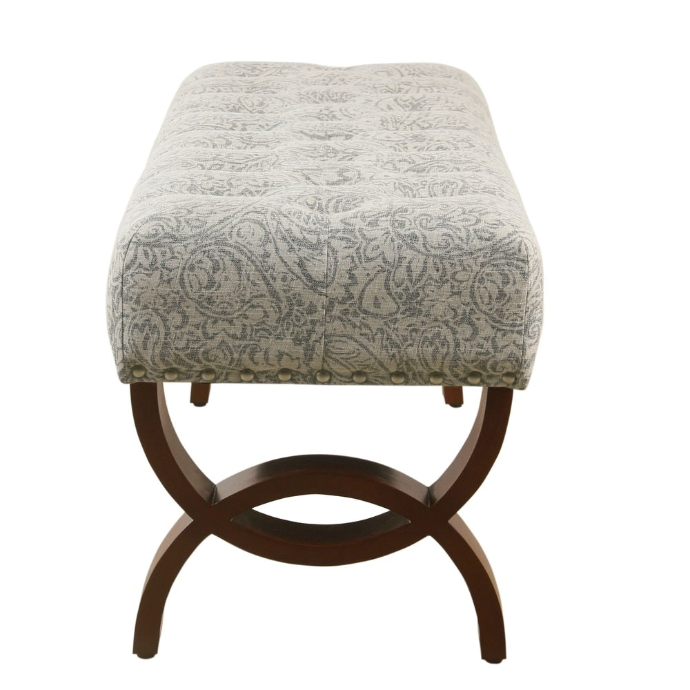 Banc capitonné Carolina avec garniture à clous décoratifs