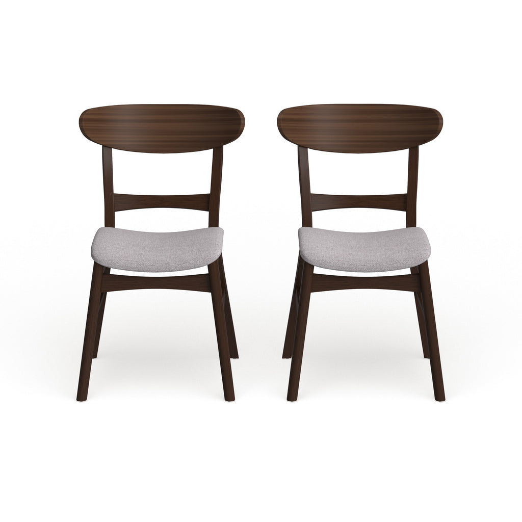 Chaise de salle à manger Abrielle en bois d'hévéa rembourrée, style moderne du milieu du siècle (lot de 2) par Christopher Knight Home