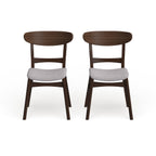 Chaise de salle à manger Abrielle en bois d'hévéa rembourrée, style moderne du milieu du siècle (lot de 2) par Christopher Knight Home