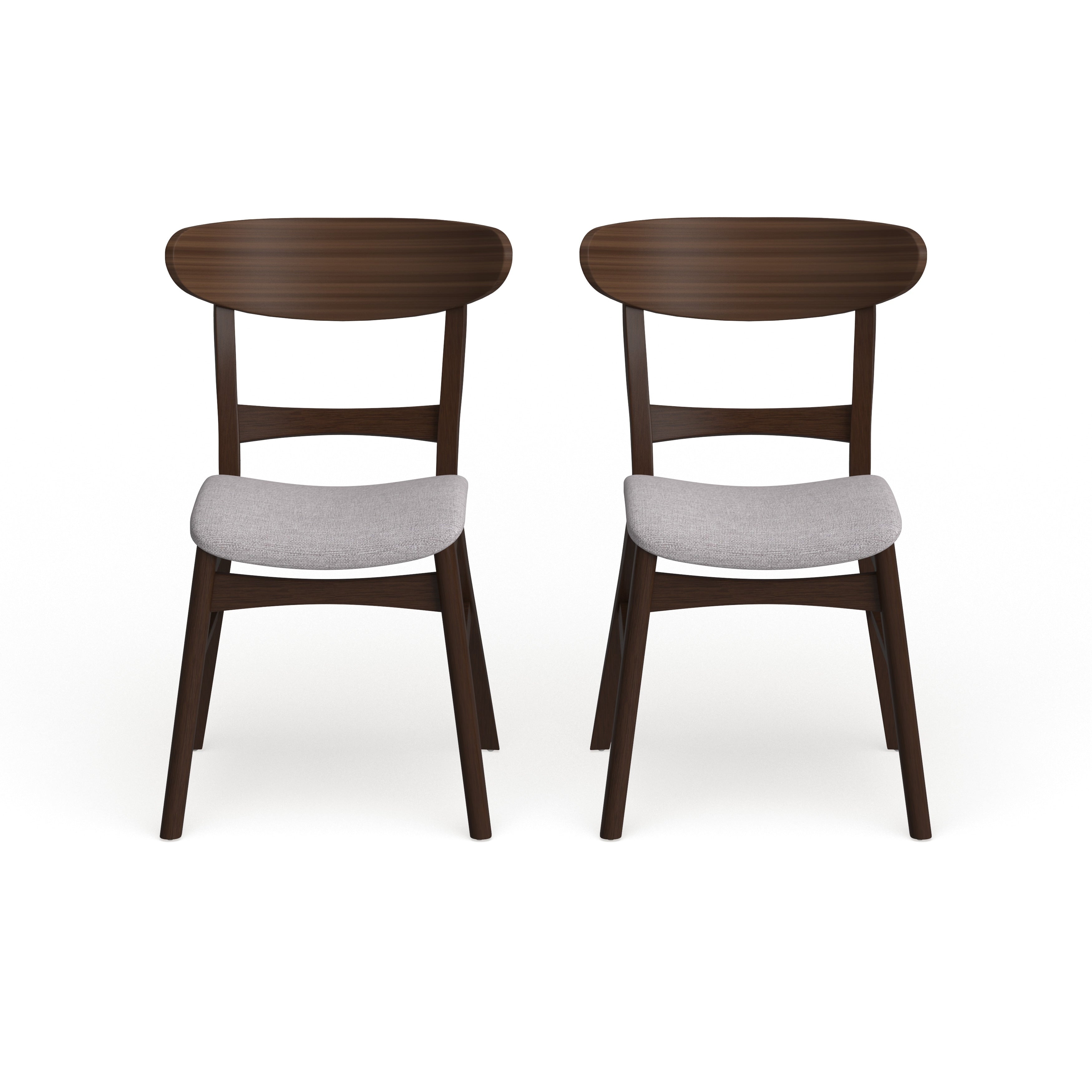 Chaise de salle à manger Abrielle en bois d'hévéa rembourrée, style moderne du milieu du siècle (lot de 2) par Christopher Knight Home