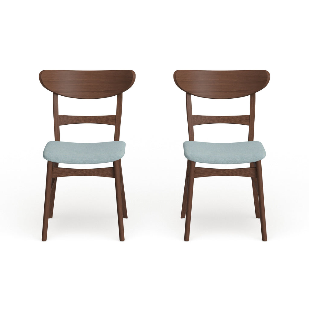Chaise de salle à manger Abrielle en bois d'hévéa rembourrée, style moderne du milieu du siècle (lot de 2) par Christopher Knight Home