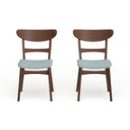 Chaise de salle à manger Abrielle en bois d'hévéa rembourrée, style moderne du milieu du siècle (lot de 2) par Christopher Knight Home