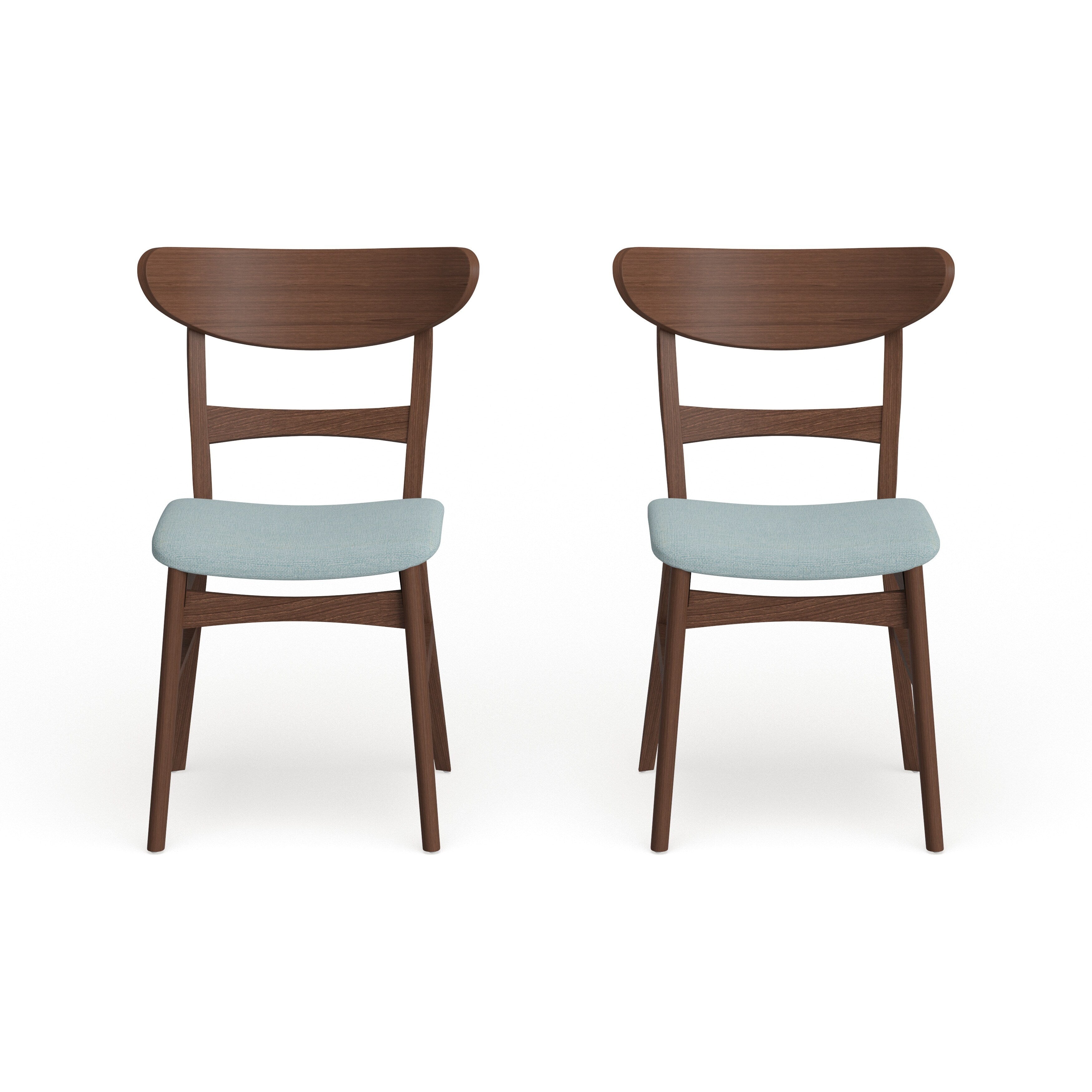 Chaise de salle à manger Abrielle en bois d'hévéa rembourrée, style moderne du milieu du siècle (lot de 2) par Christopher Knight Home