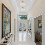 Casandra, plafonnier à 4 lumières en laiton brossé avec cristaux