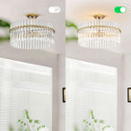 Casandra, plafonnier à 4 lumières en laiton brossé avec cristaux