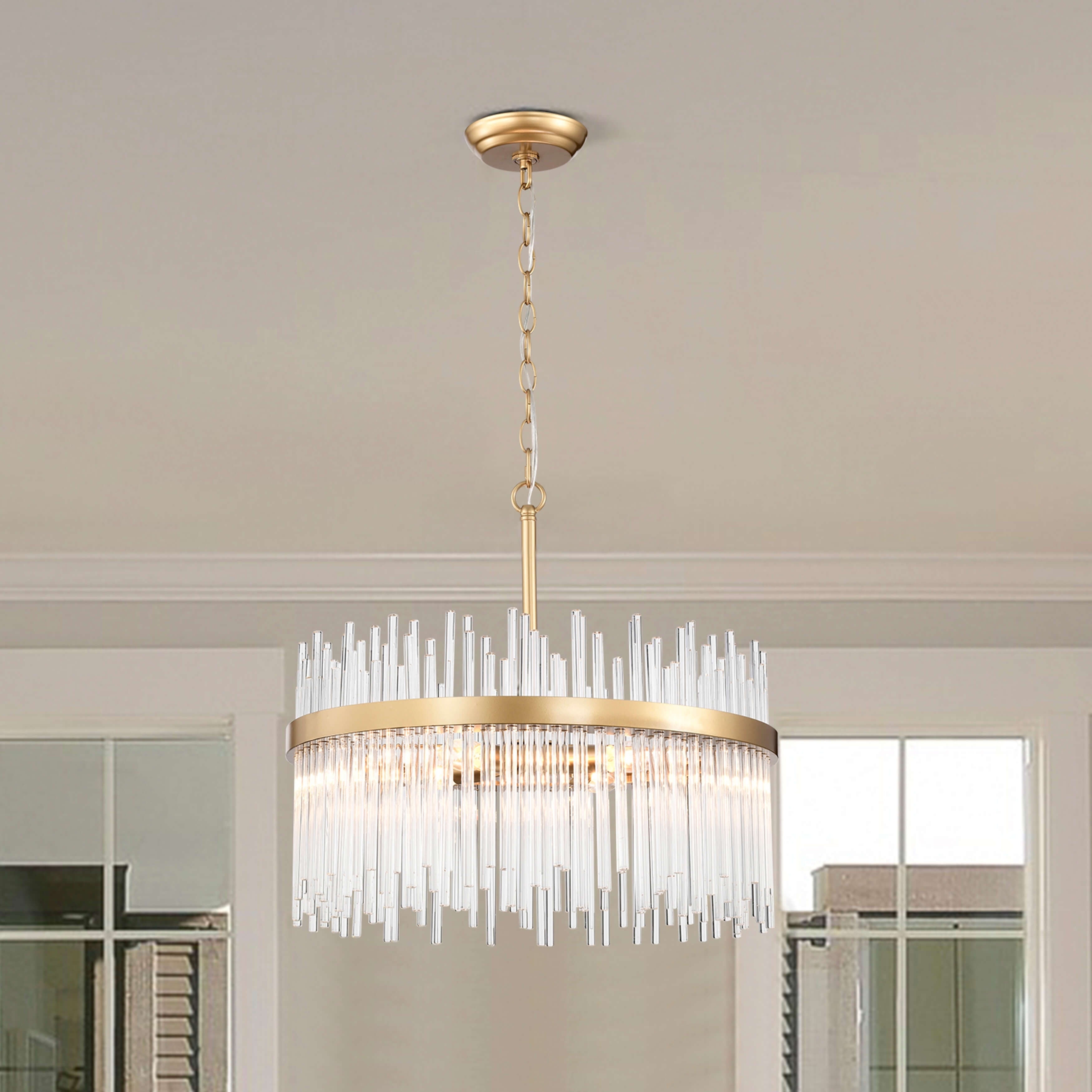Chandail Casandra à 5 lumières en bronze brillant avec barres en verre transparent - Bronze brillant