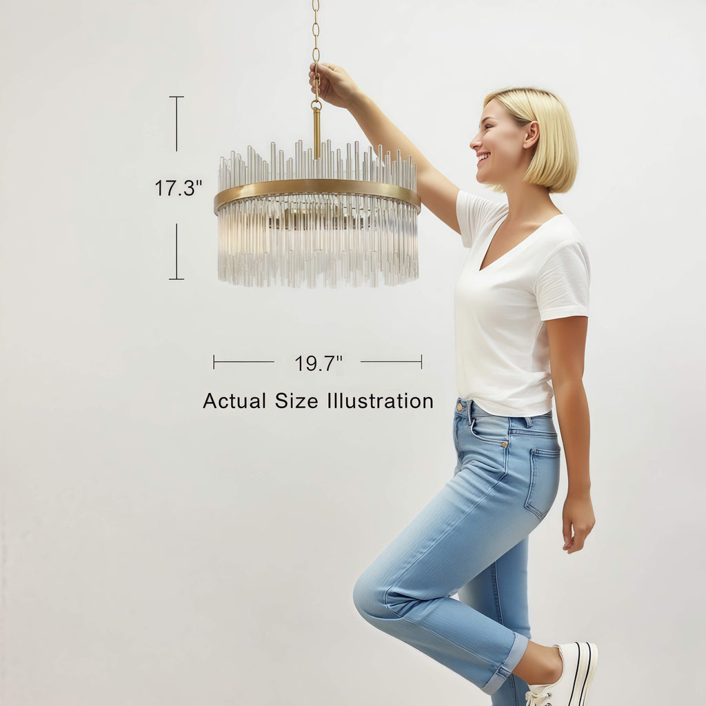 Chandail Casandra à 5 lumières en bronze brillant avec barres en verre transparent - Bronze brillant