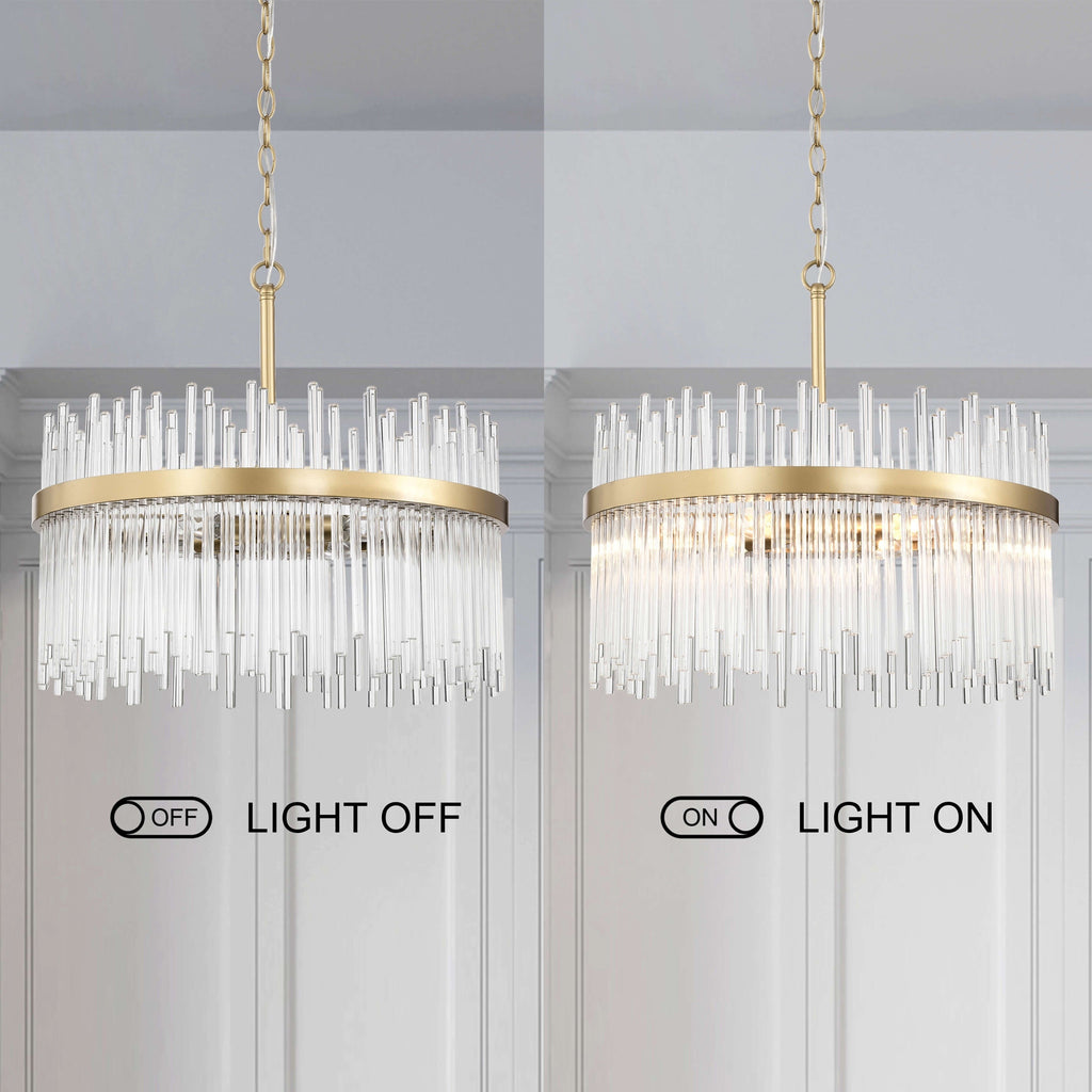 Chandail Casandra à 5 lumières en bronze brillant avec barres en verre transparent - Bronze brillant