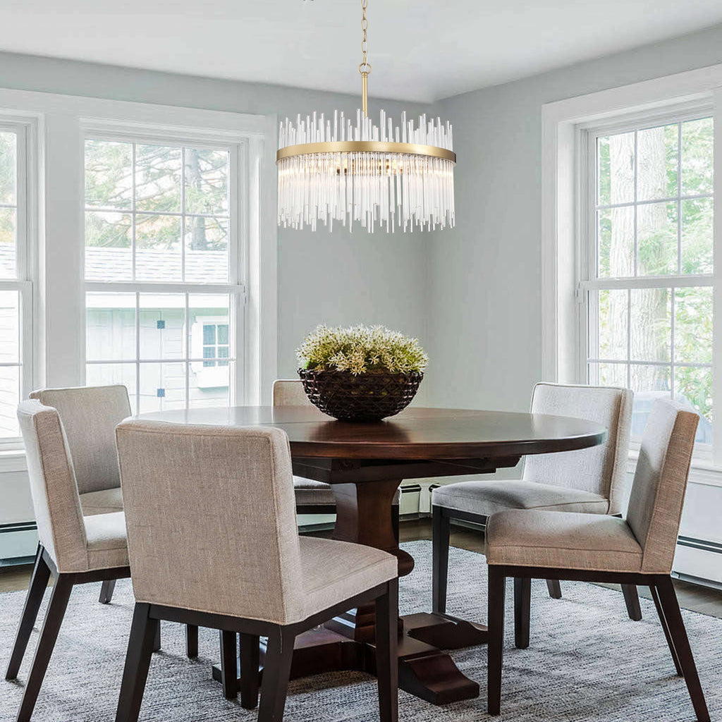 Chandail Casandra à 5 lumières en bronze brillant avec barres en verre transparent - Bronze brillant