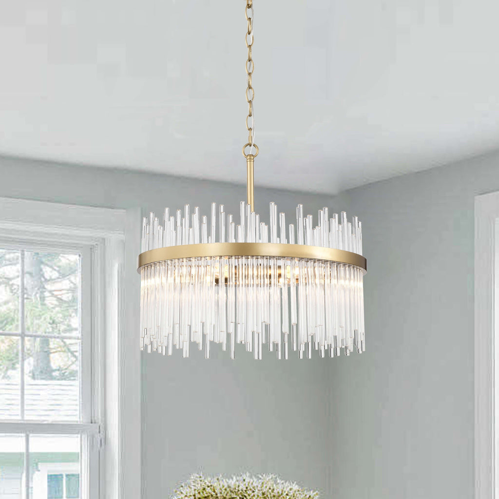 Chandail Casandra à 5 lumières en bronze brillant avec barres en verre transparent - Bronze brillant
