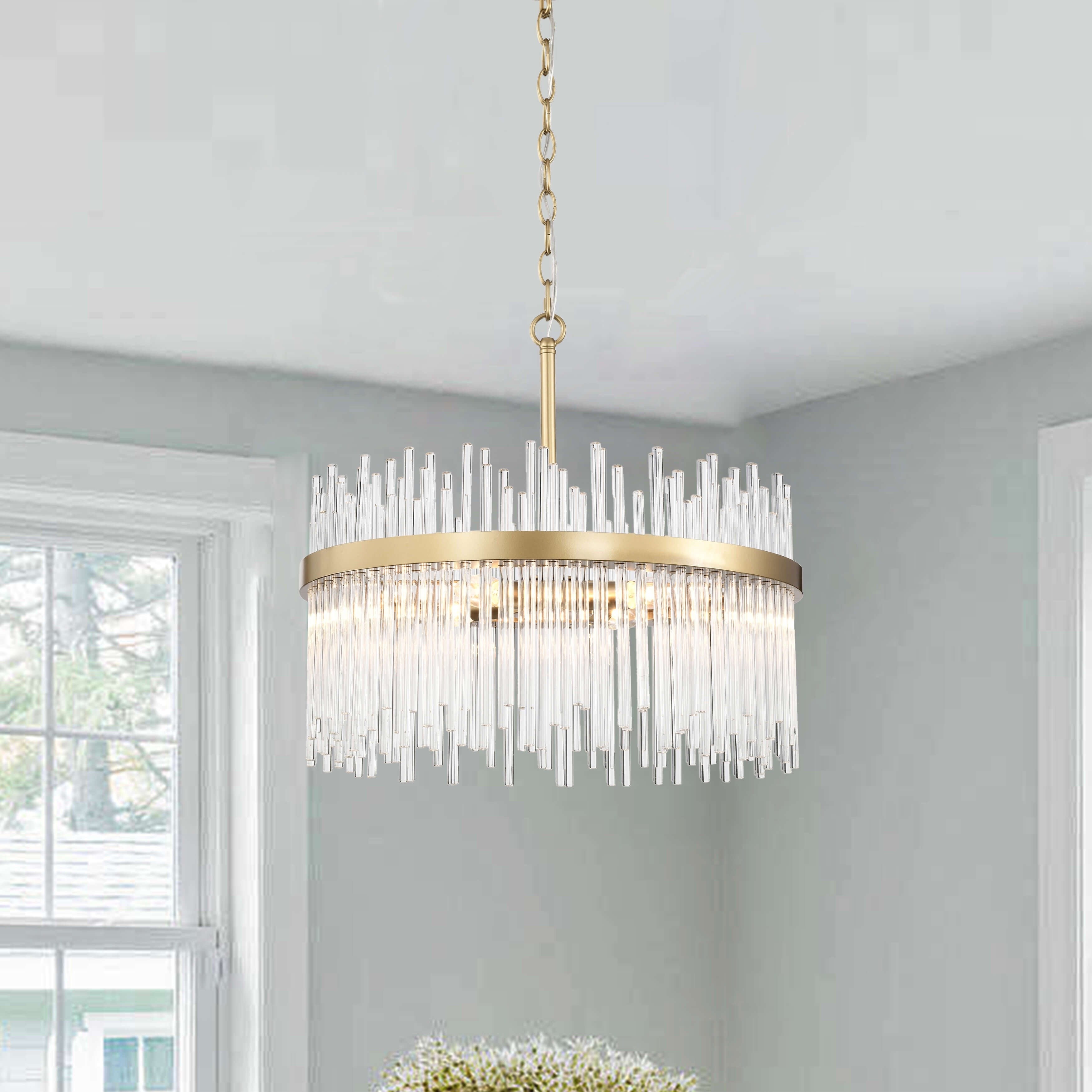 Chandail Casandra à 5 lumières en bronze brillant avec barres en verre transparent - Bronze brillant