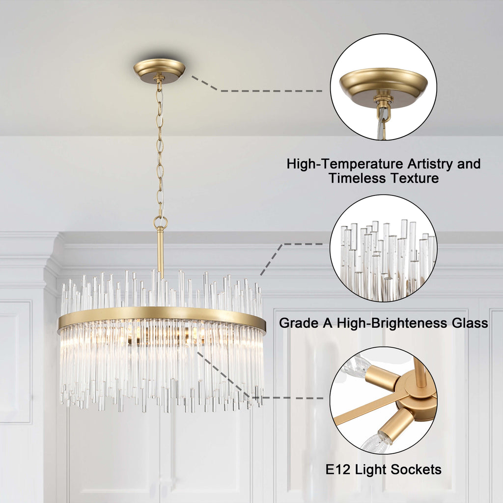 Chandail Casandra à 5 lumières en bronze brillant avec barres en verre transparent - Bronze brillant