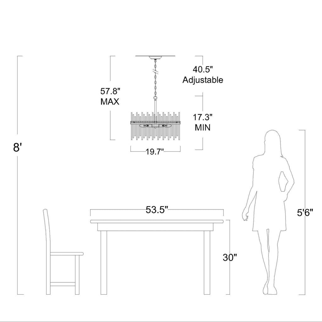 Chandail Casandra à 5 lumières en bronze brillant avec barres en verre transparent - Bronze brillant