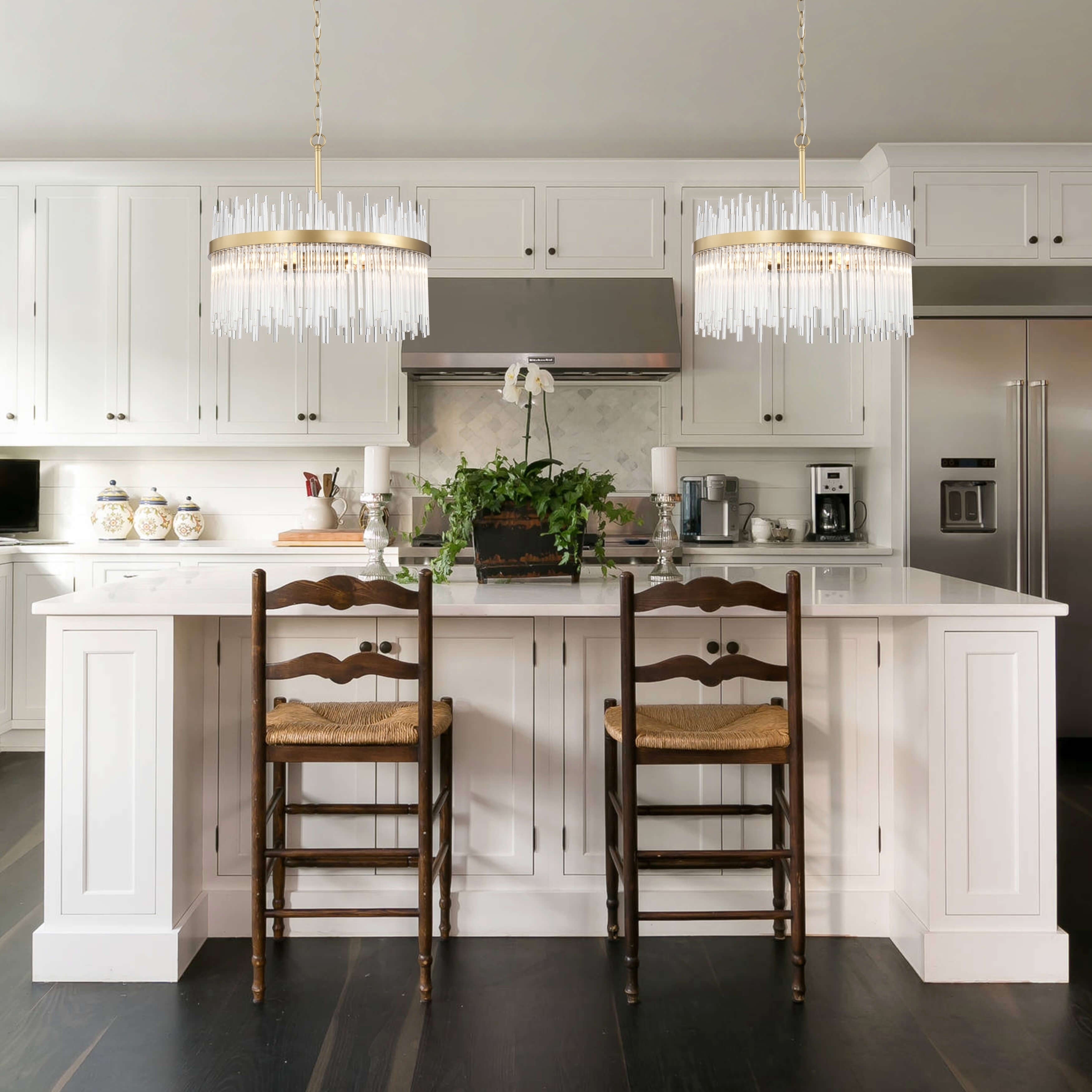 Chandail Casandra à 5 lumières en bronze brillant avec barres en verre transparent - Bronze brillant