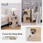 Maison pour chat, lit pour chat, arbre à chat avec surface à gratter et coussins amovibles