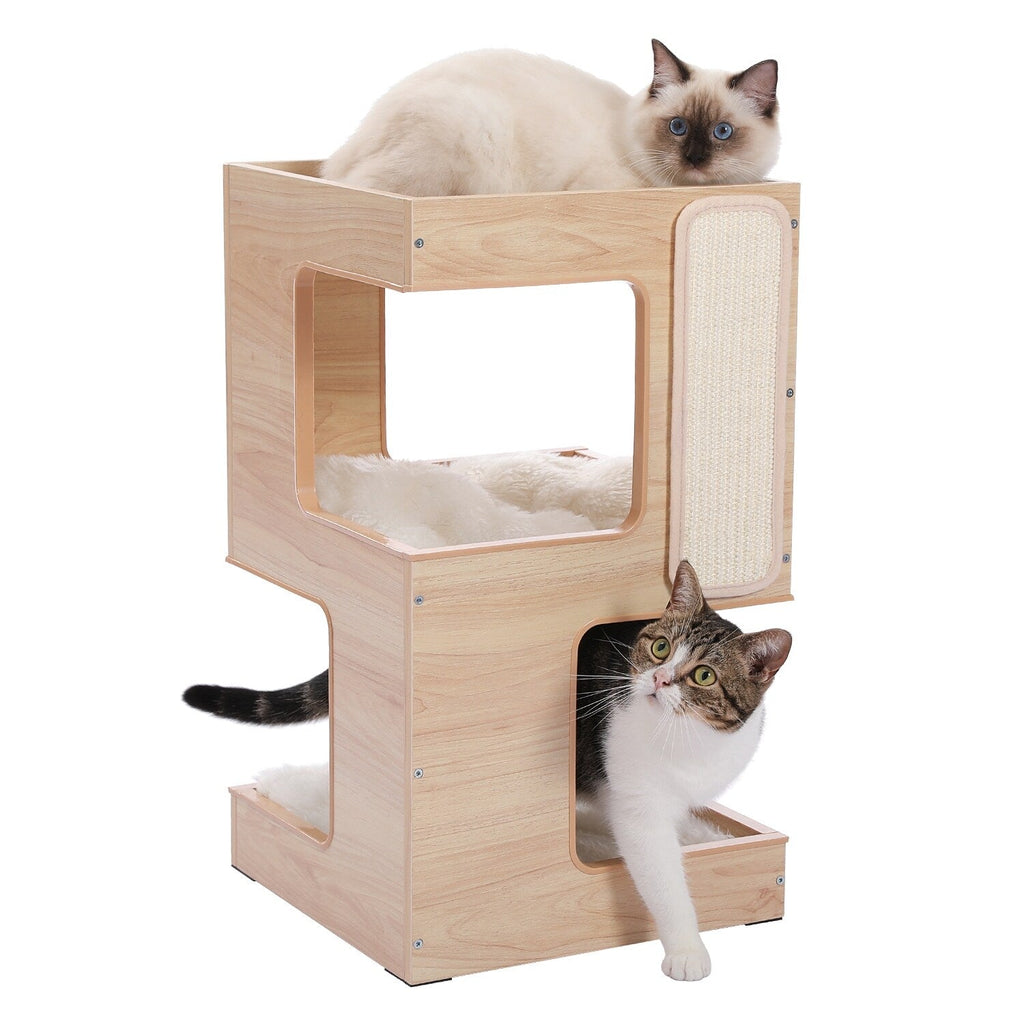 Maison pour chat, lit pour chat, arbre à chat avec surface à gratter et coussins amovibles