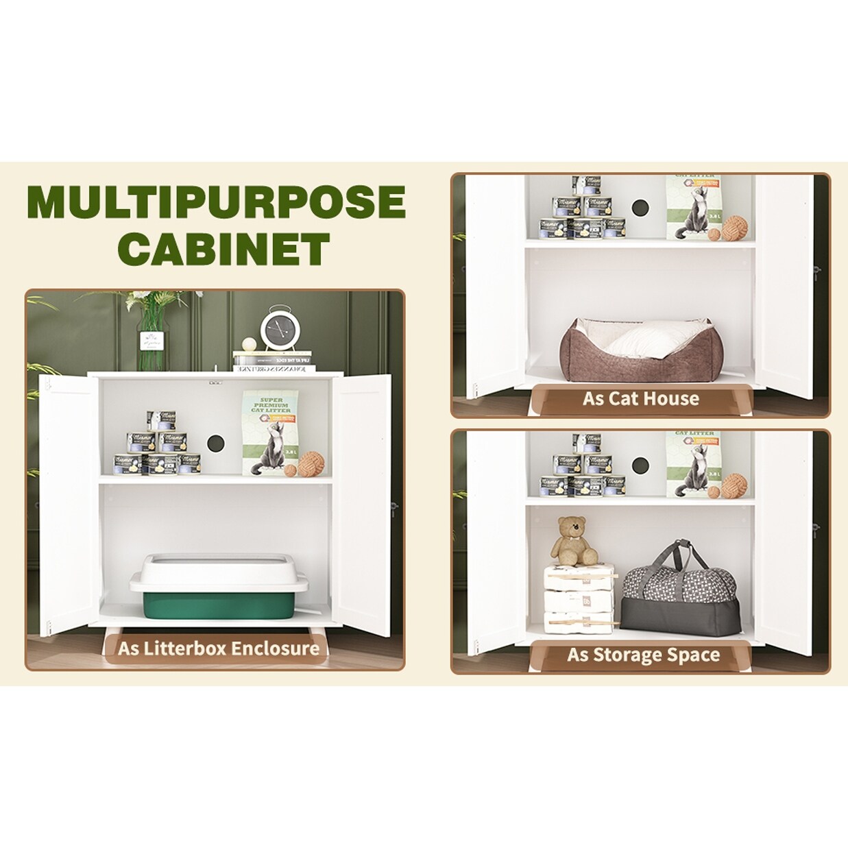 Abri pour litière de chat, maison pour chat, table d'appoint, porte-manteau, armoire, bibliothèque