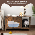 Abri pour litière de chat, meuble de salle de bain pour chat en bois dissimulé avec poteau à gratter.