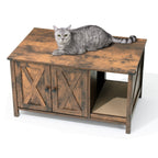 Abri pour litière de chat, meuble de salle de bain pour chat en bois dissimulé avec poteau à gratter.