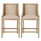 Christopher Knight Home, tabourets de bar Cataldo, pieds en bois et osier, revêtement en tissu, hauteur 65 cm (lot de 2)