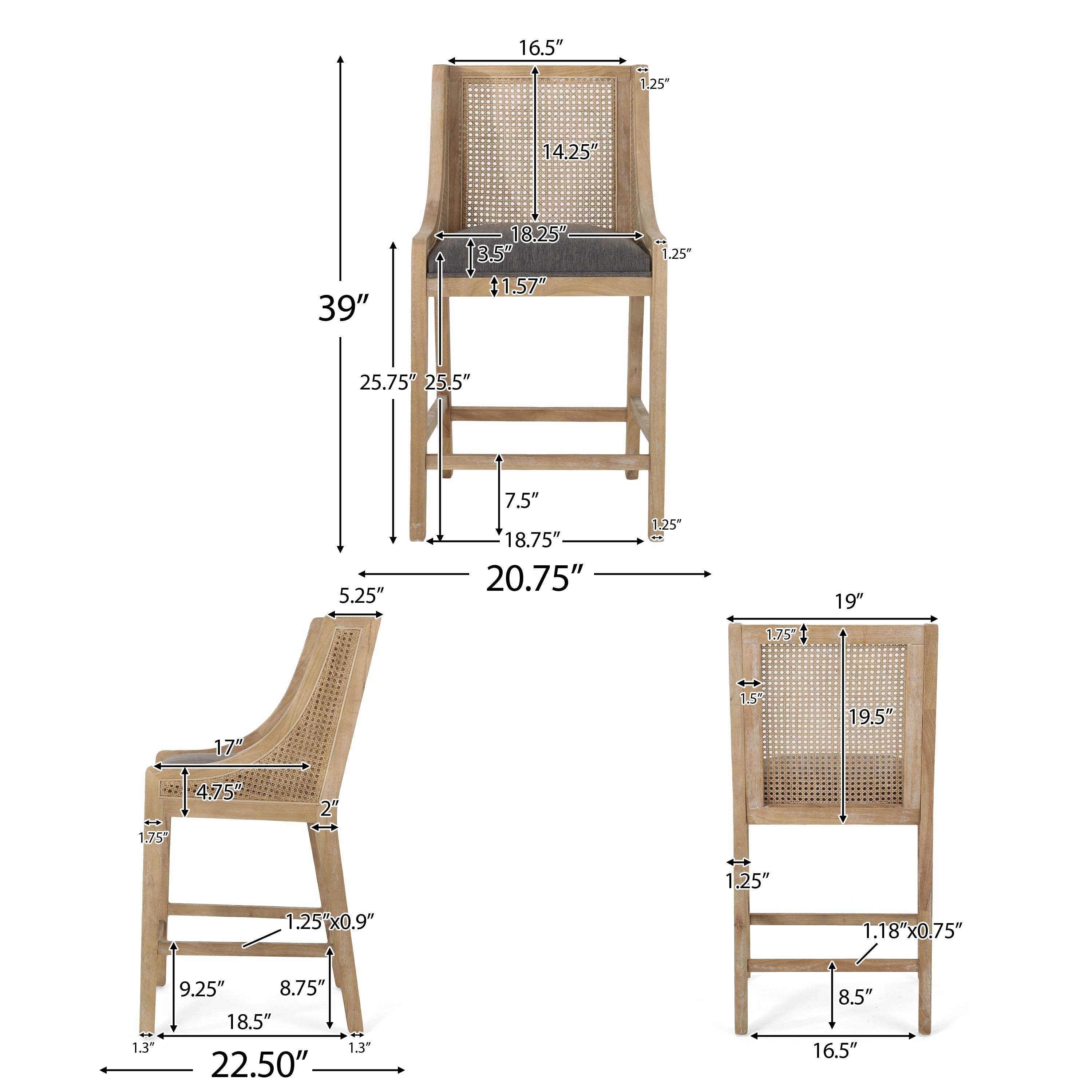 Christopher Knight Home, tabourets de bar Cataldo, pieds en bois et osier, revêtement en tissu, hauteur 65 cm (lot de 2)
