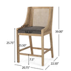 Christopher Knight Home, tabourets de bar Cataldo, pieds en bois et osier, revêtement en tissu, hauteur 65 cm (lot de 2)