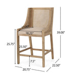 Christopher Knight Home, tabourets de bar Cataldo, pieds en bois et osier, revêtement en tissu, hauteur 65 cm (lot de 2)
