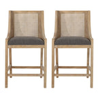 Christopher Knight Home, tabourets de bar Cataldo, pieds en bois et osier, revêtement en tissu, hauteur 65 cm (lot de 2)