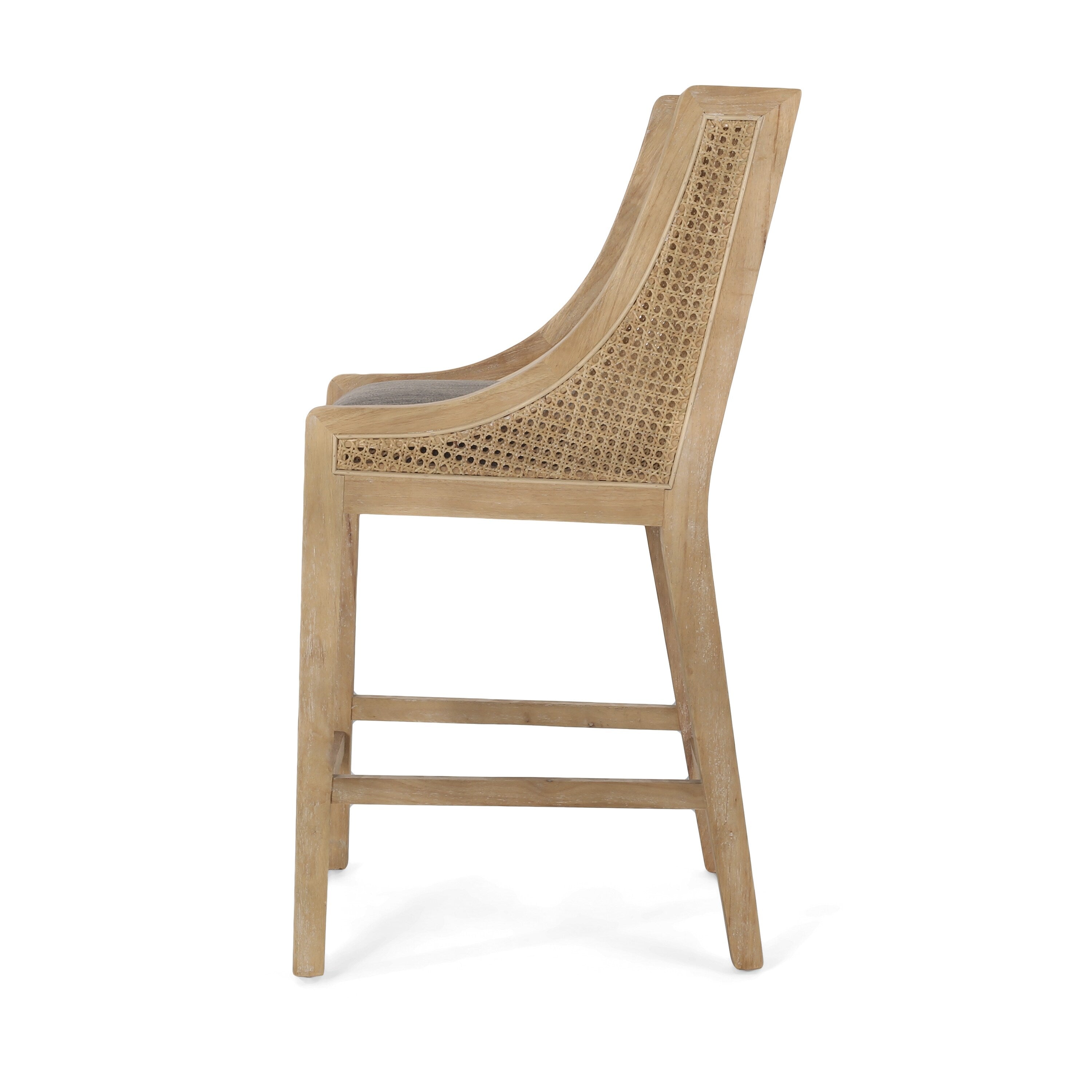 Christopher Knight Home, tabourets de bar Cataldo, pieds en bois et osier, revêtement en tissu, hauteur 65 cm (lot de 2)
