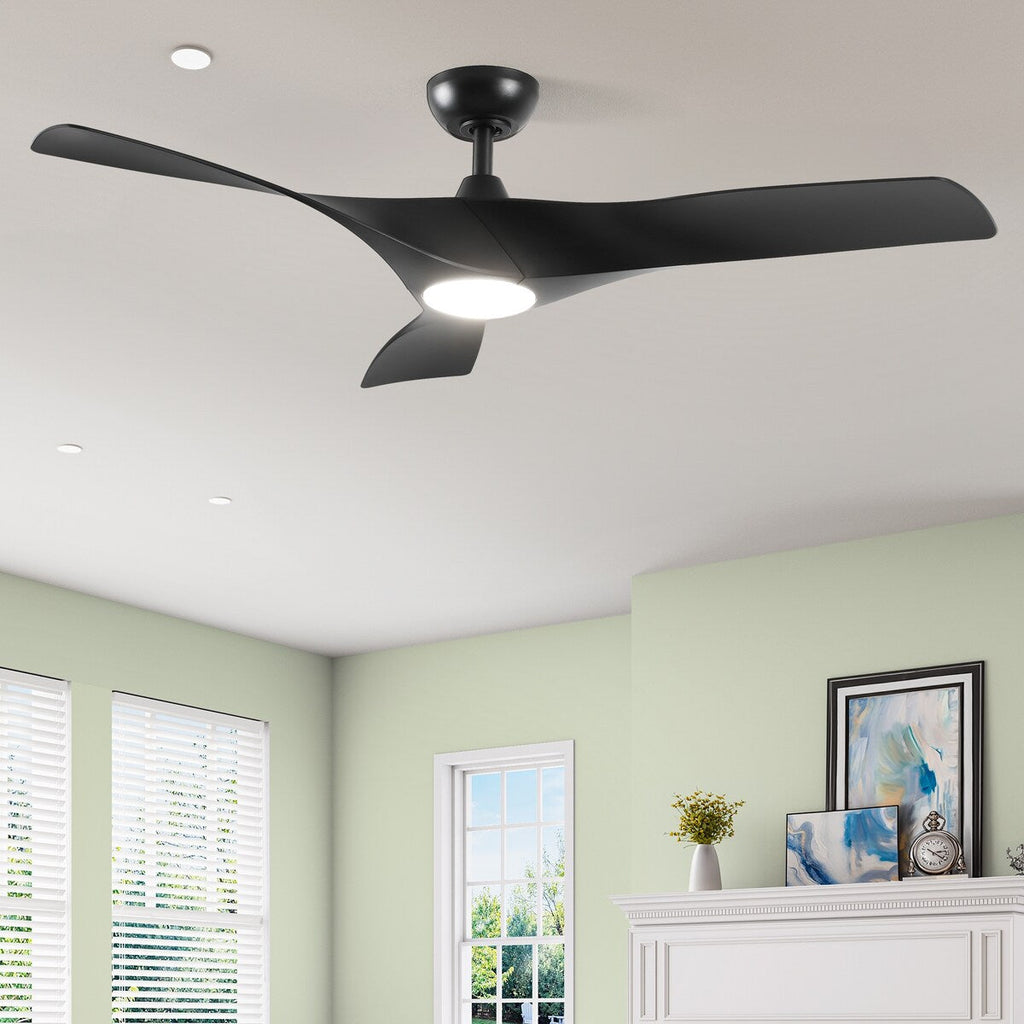 Ventilateur de plafond avec éclairage, ventilateur de plafond 52 pouces avec télécommande, LED à intensité variable et température tri-couleur