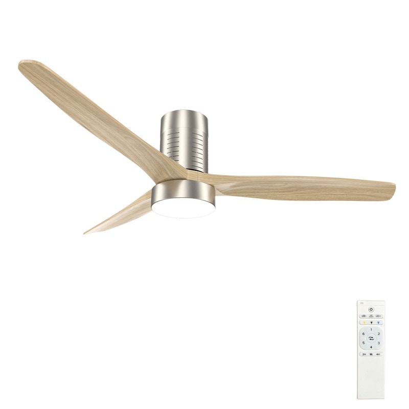 Ventilateur de plafond encastré de 52 pouces de style farmhouse avec éclairage et télécommande, moteur DC réversible.