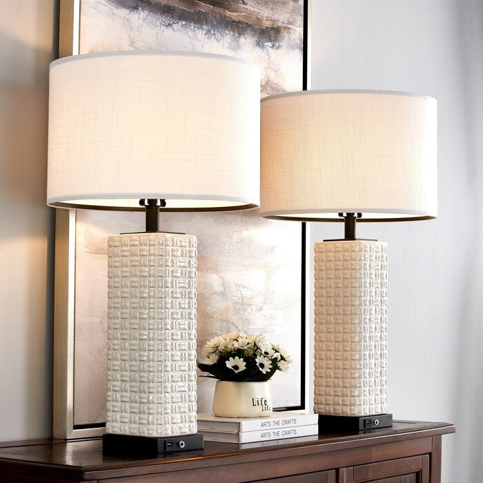 Ensemble lampe de table USB en céramique