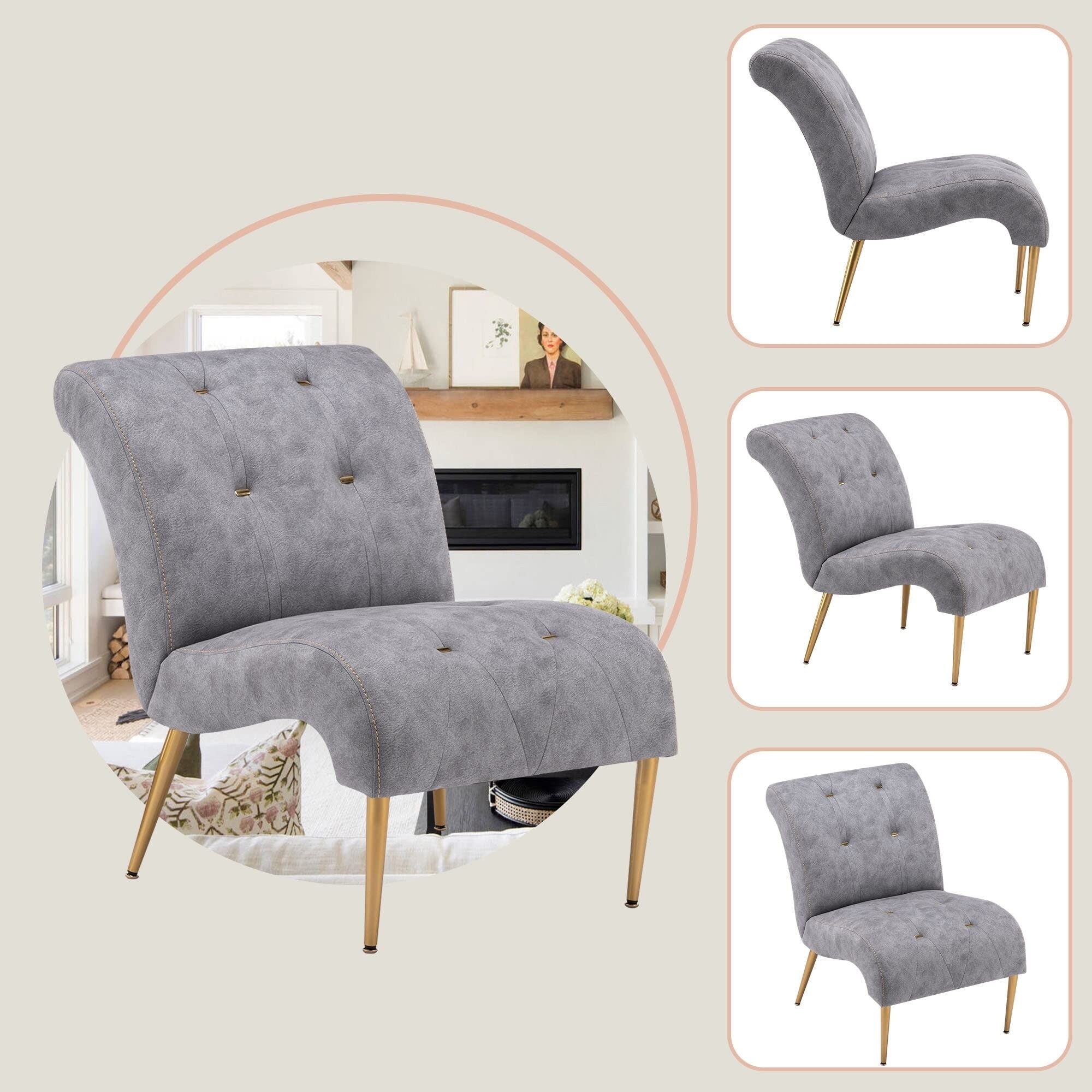 Chaise longue, canapé, fauteuil d'appoint recouvert de tissu pour chambre à coucher et salon.