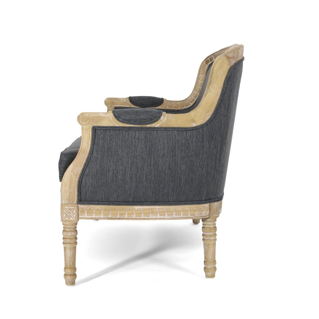 Canapé deux places en bois anthracite avec structure en bois d'hévéa