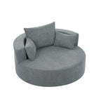 Fauteuil lounge rond en chenille, avec accoudoirs et base pivotante à 360° et 3 coussins amovibles