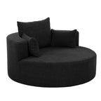 Fauteuil lounge rond en chenille, avec accoudoirs et base pivotante à 360° et 3 coussins amovibles