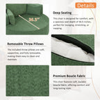 Fauteuil lounge rond en chenille, avec accoudoirs et base pivotante à 360° et 3 coussins amovibles