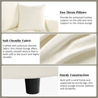 Canapé-lit méridienne en chenille, canapé rembourré avec dossier capitonné et 2 coussins amovibles pour salon